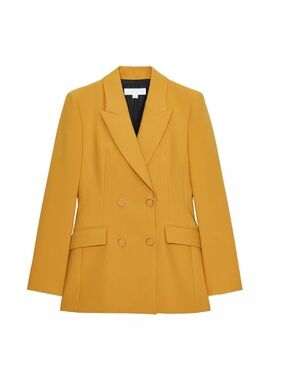 Zara Double-Breasted Mustard Yellow Blazer